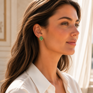 Lucky Clover Green Stud Earrings